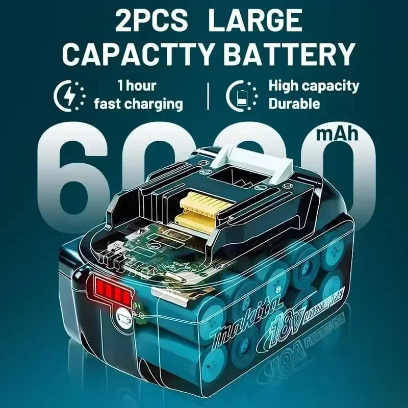 Makita 18V 6.0Ah High-Capacity Battery | Extended Runtime for BL1830, BL1840, BL1850 Power Tools - Thumbnail 5