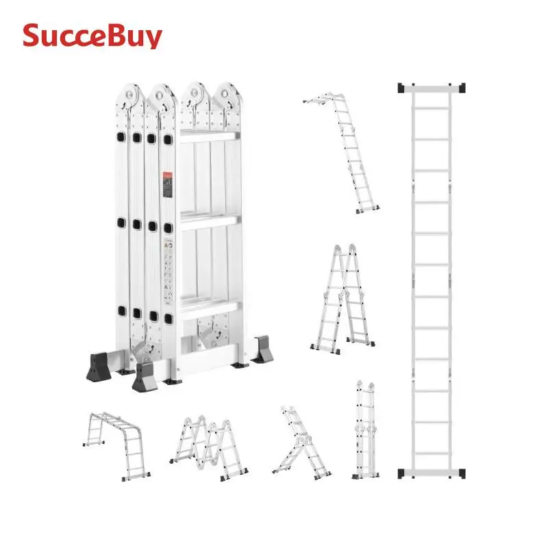 7-in-1 Multi-Purpose Folding Ladder | Adjustable Telescoping Design | For Household & Outdoor Work - Thumbnail 2