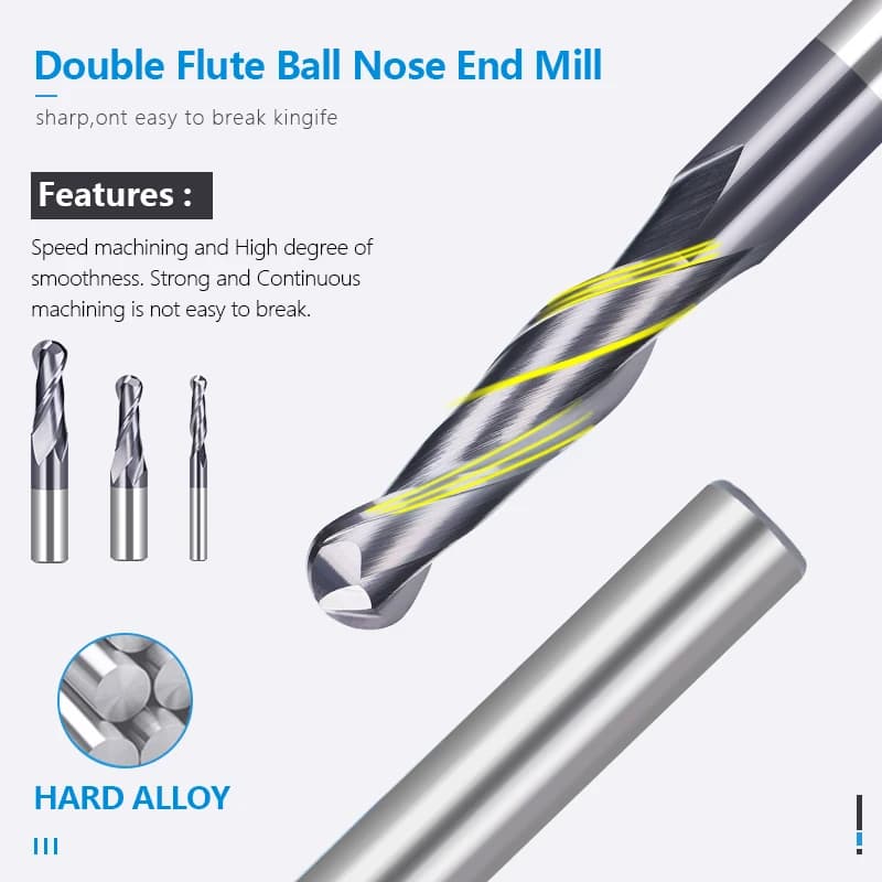 Nose End Mill | 2 Flute Tungsten Carbide | 6.35mm CNC Router Bit for Milling - Thumbnail 5