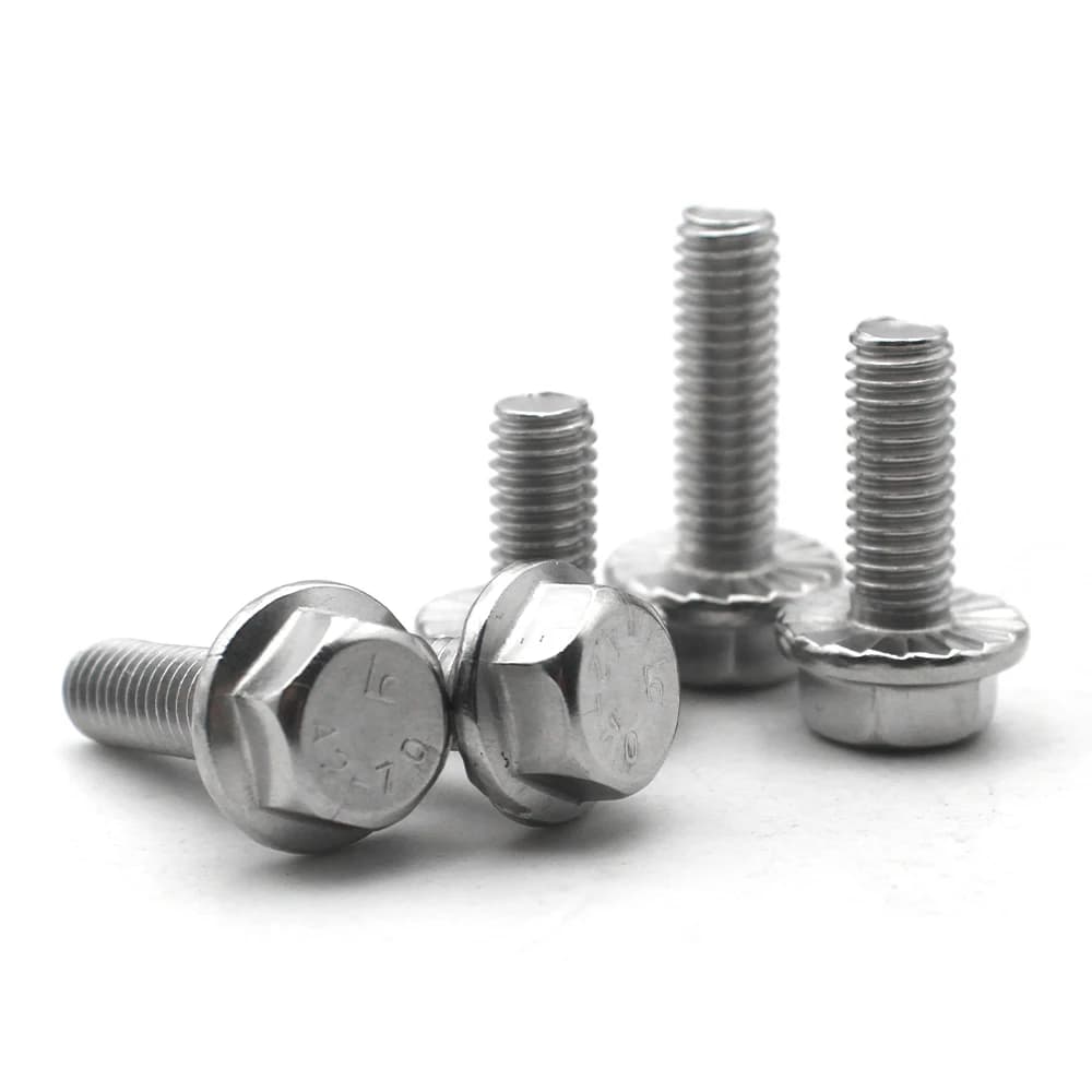 M4-M12 304 Stainless Steel Flange Head Bolts | A2-70 Grade with Serrated Washer | 2-30pcs Hex Cap Screw Set - Thumbnail 5