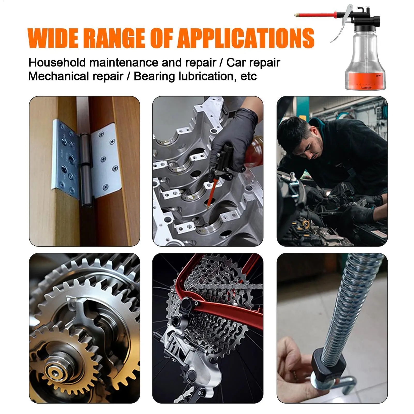 Hand Pump Oiler | 350ml Capacity | Precision Lubrication for Tools & Machinery - Thumbnail 5