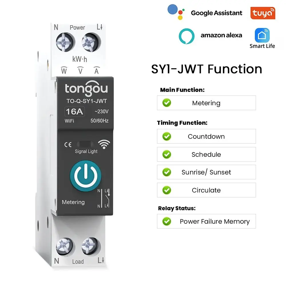 Smart Circuit Breaker with Energy Monitoring | 50A/63A DIN Rail | Remote Control via App - Thumbnail 3