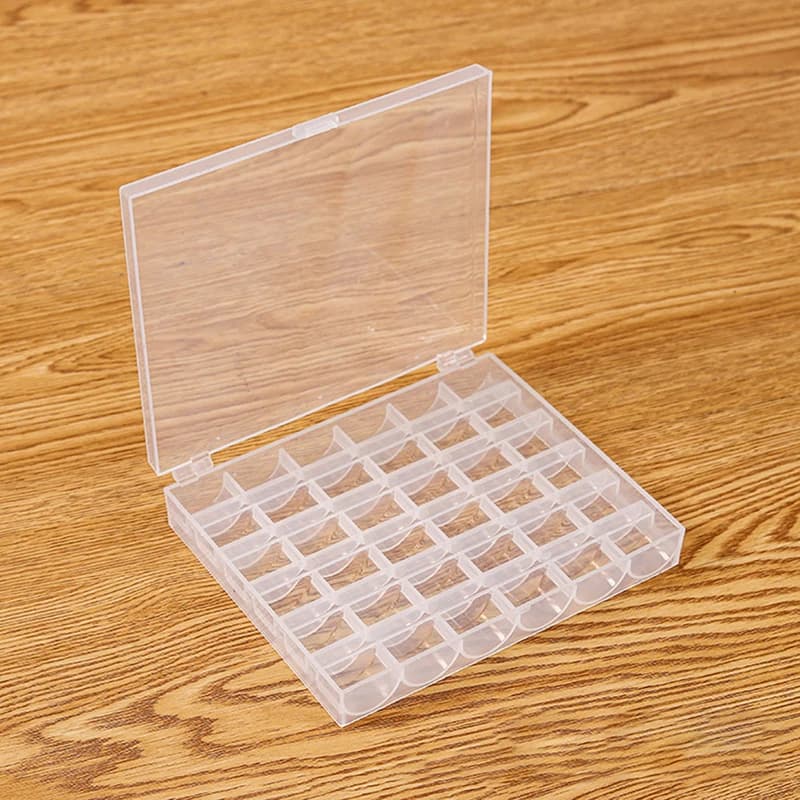 36-Slot Bobbin Storage Case | Clear Sewing Thread Organizer with Spindle Box - Thumbnail 7