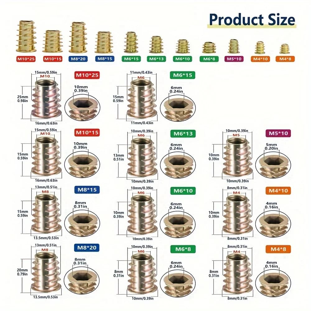 Inserts Tool Kit | 230PCS for Wooden Furniture | Hex Socket Screw Connectors & Fasteners - Thumbnail 4