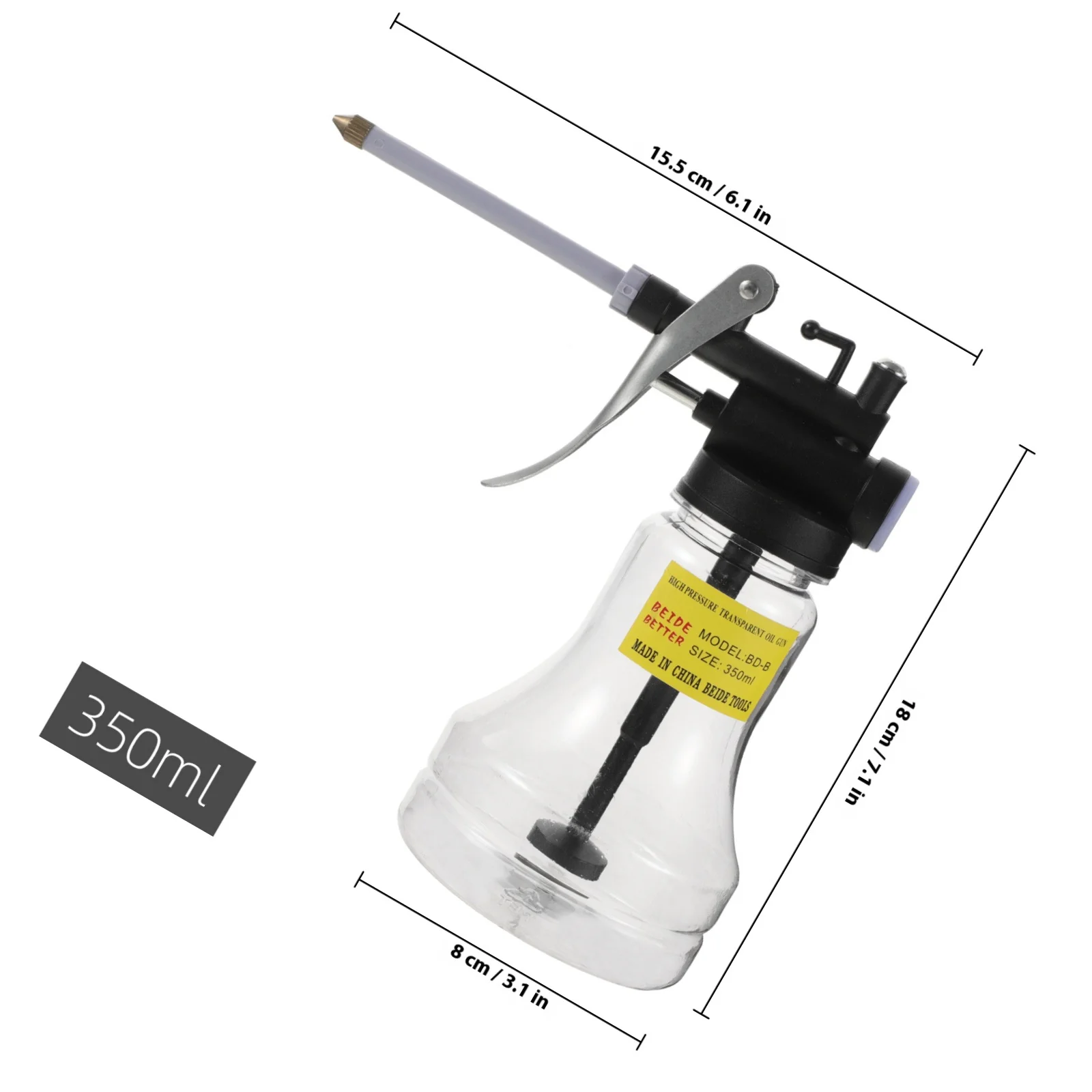 Hand Pump Oil Can | 350ml High-Pressure Dispenser | Automotive & Machinery Lubrication - Thumbnail 4