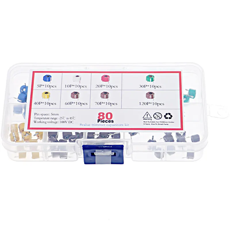 Variable Capacitor Kit | 80-Piece Mixed Assortment | 6mm Trimmer Capacitors 5-120pF - Thumbnail 3