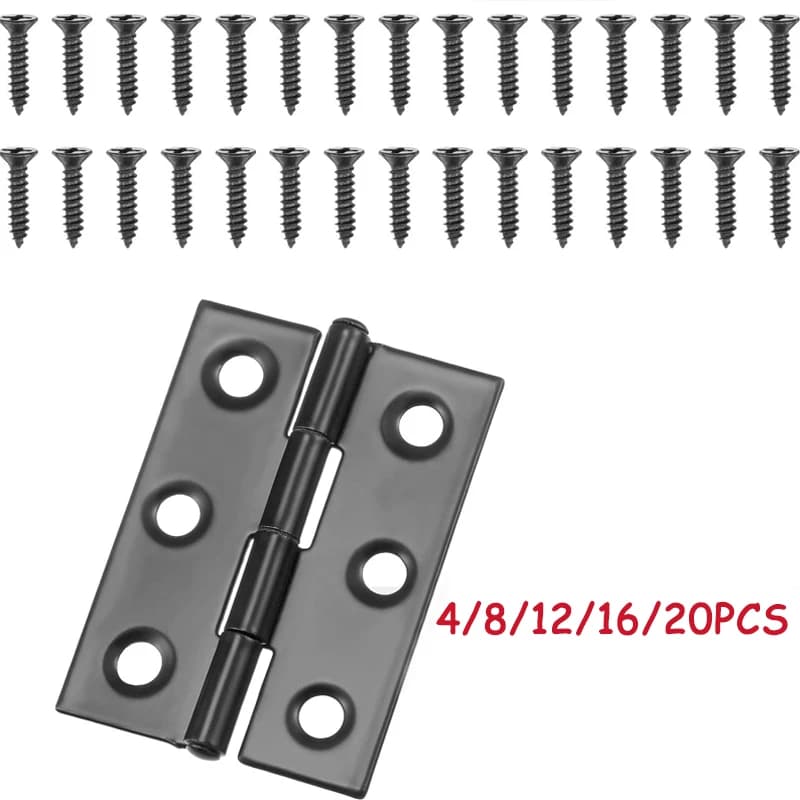 Black Butt Hinges | Stainless Steel with Mounting Plate | Cabinet & Drawer Fixing Brackets - Thumbnail 3