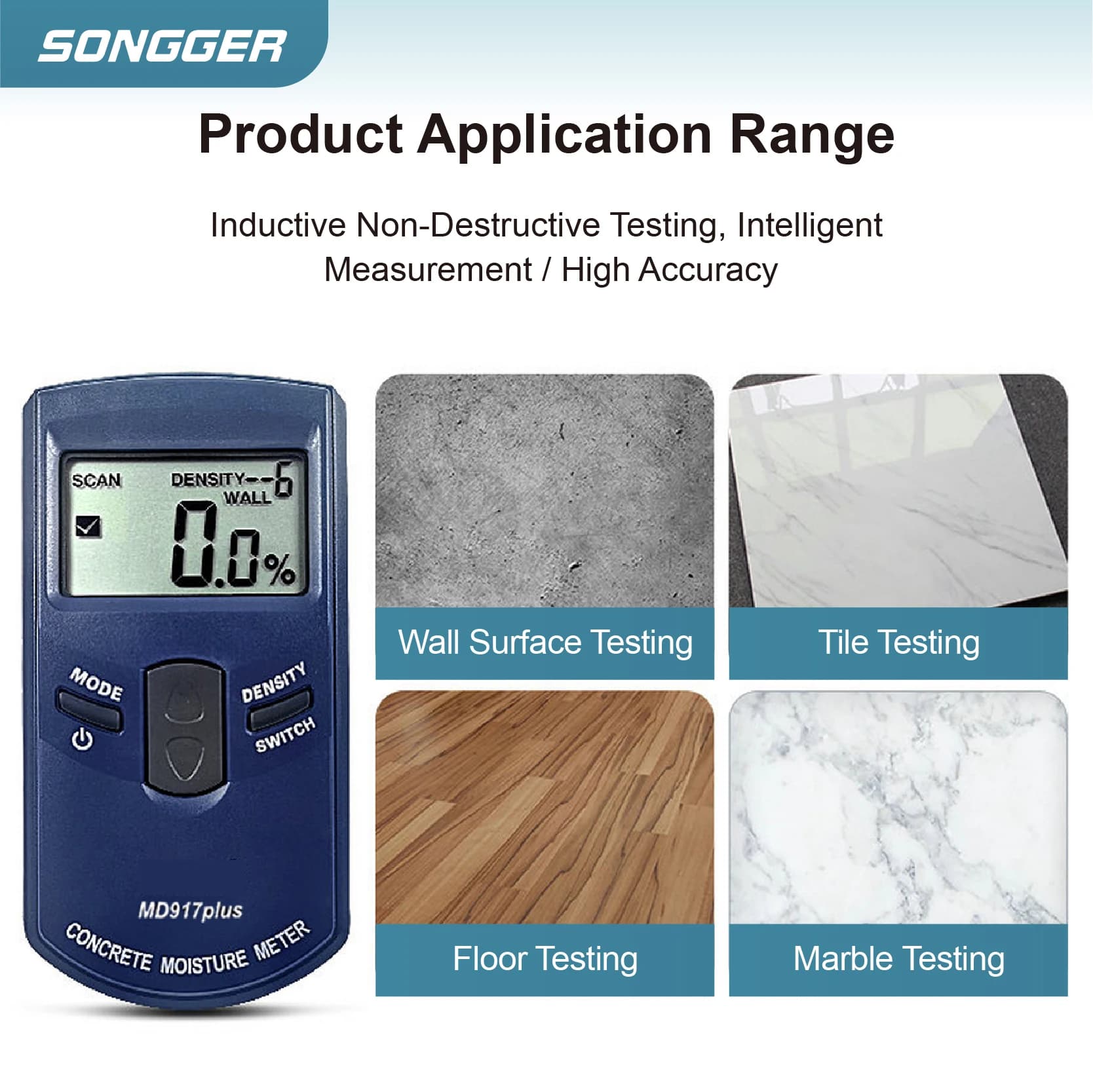 Concrete Moisture Meter: Non-Destructive Wall & Floor Scanner with LCD Alarm - Thumbnail 4