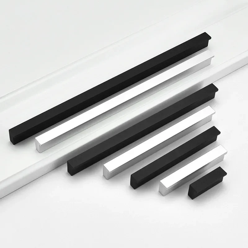 Cabinet Handles | Black & Silver Aluminum Alloy | Modern Kitchen & Bedroom Door Pulls - Thumbnail 2