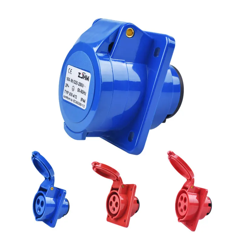 Heavy-Duty Waterproof Electrical Connector | IP44 Rated | 16A/32A 3-5 Pin Wall Socket - Thumbnail 3