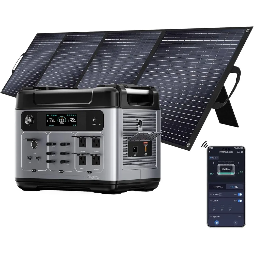 Plus Solar Power Station | 2048Wh Capacity | 2400W Output with 200W Solar Panel | Fast Charging & Smart App Control - Thumbnail 2