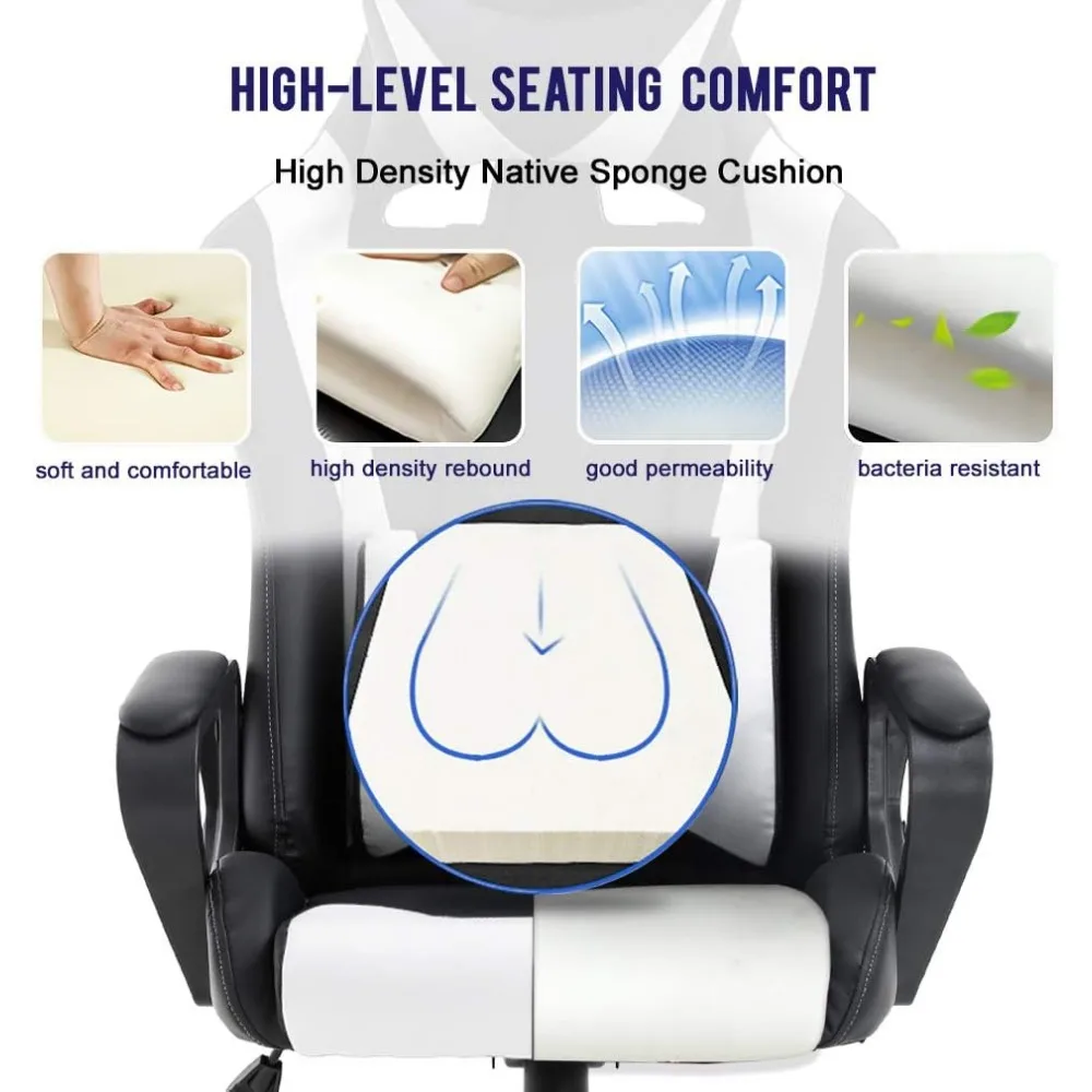 High-Back Racing Style Gaming Chair | PU Leather Executive Desk Chair | Ergonomic PC Office Seat - Thumbnail 5