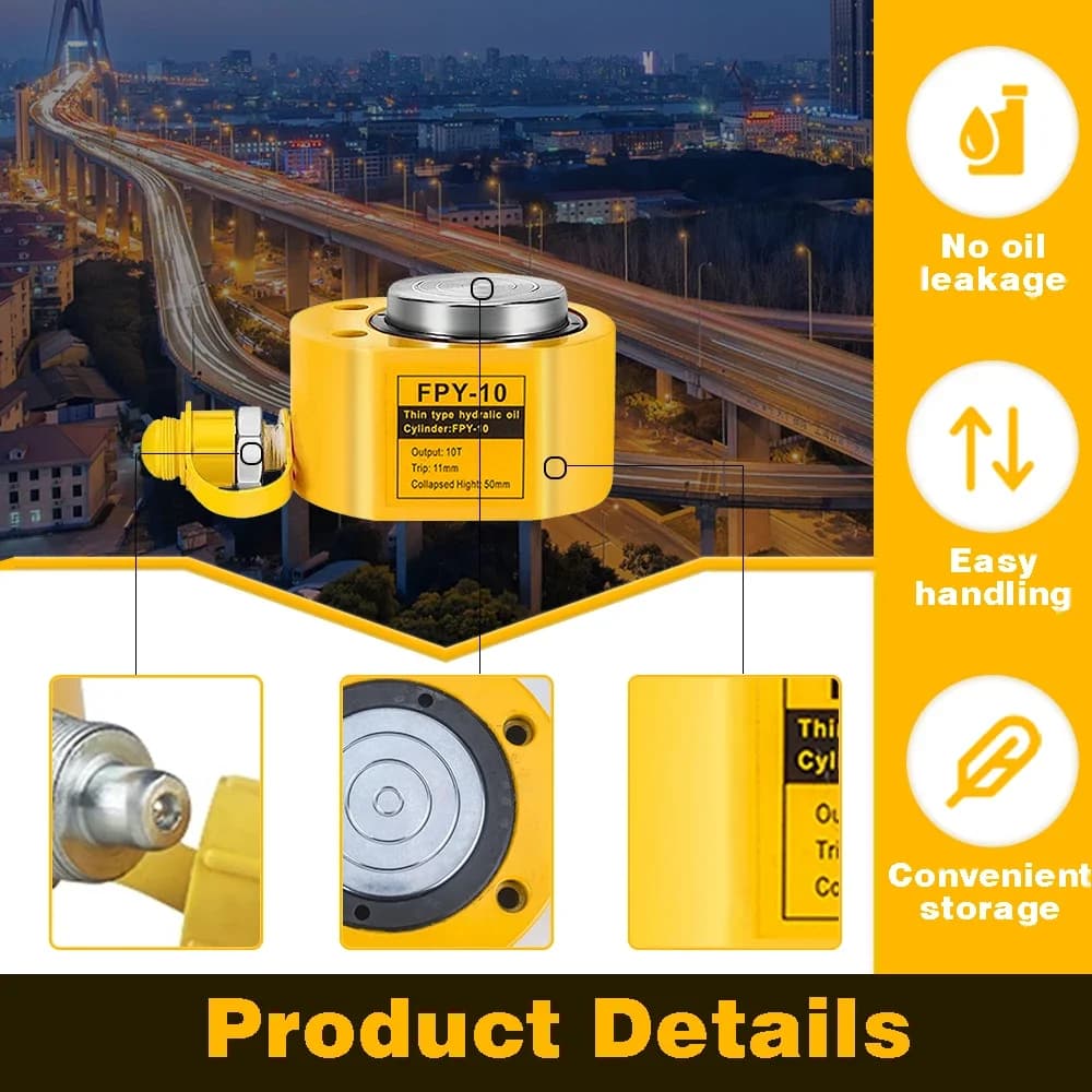 Low-Height Hydraulic Jack | Multi-Stage Portable Ram for Machinery & Bridge Lifting - Thumbnail 4