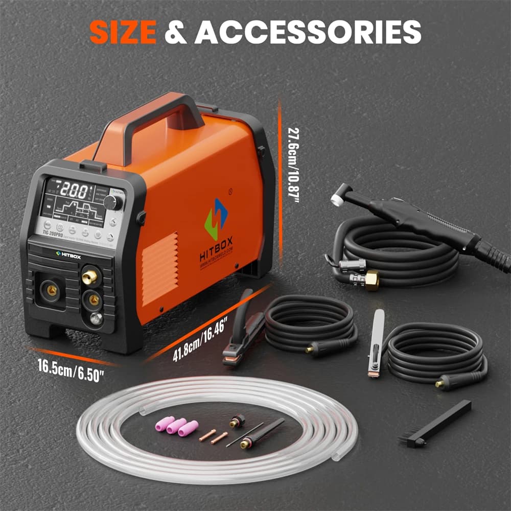 HITBOX TIG200PRO 6 in 1 Welding Machine Spot Pulsed HF TIG MMA ARC Force LED Digtal Display IGBT lnverter Cold Welder Tool 2T/4T - Thumbnail 3