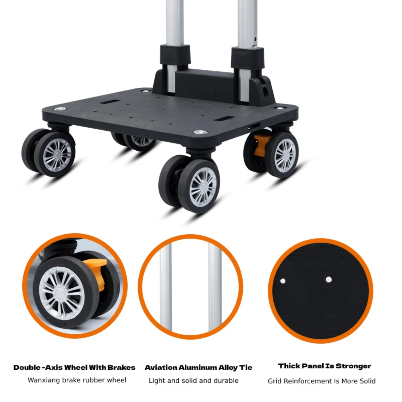 Folding Hand Truck | 5-Wheel Portable Luggage Cart for Travel & Shopping - Thumbnail 4