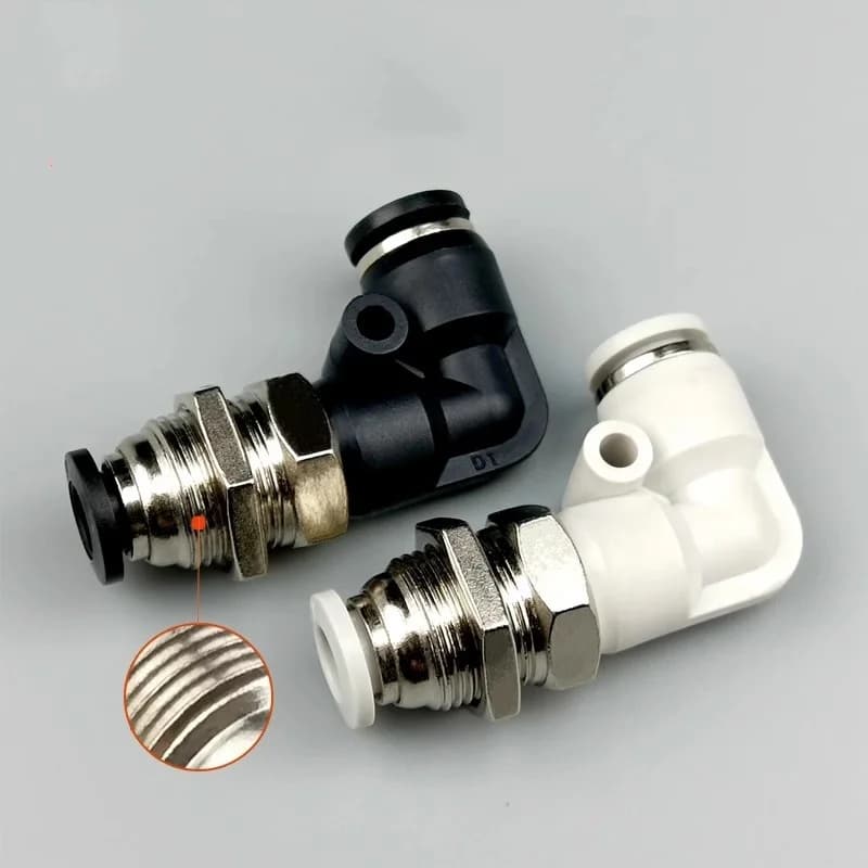 Right-Angle Pneumatic Fittings | Quick-Connect L-Shaped Bulkhead Adapter | 4-12mm Sizes - Thumbnail 3
