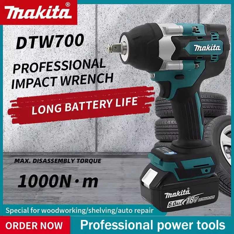 Makita DTW700 Brushless High-Torque Impact Wrench | 18V Cordless Power | Professional-Grade Fastening Tool - Thumbnail 2