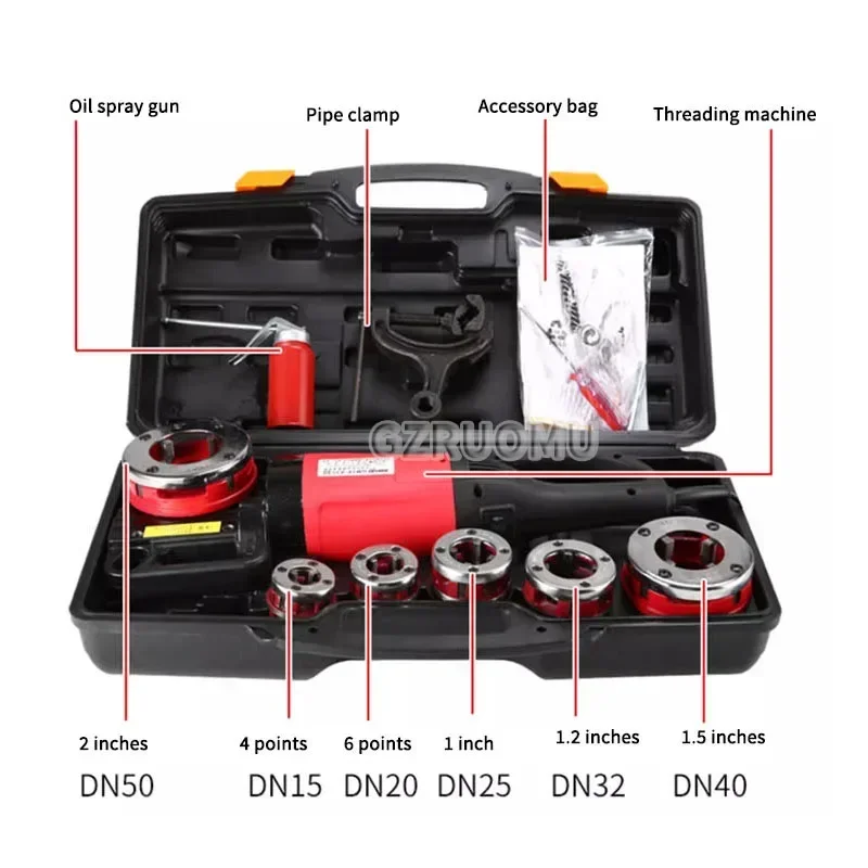 2300W Portable Hand-Held Electric Pipe Threading Machine Household Hinged Plate Galvanized Pipe Threading Tool - Thumbnail 5