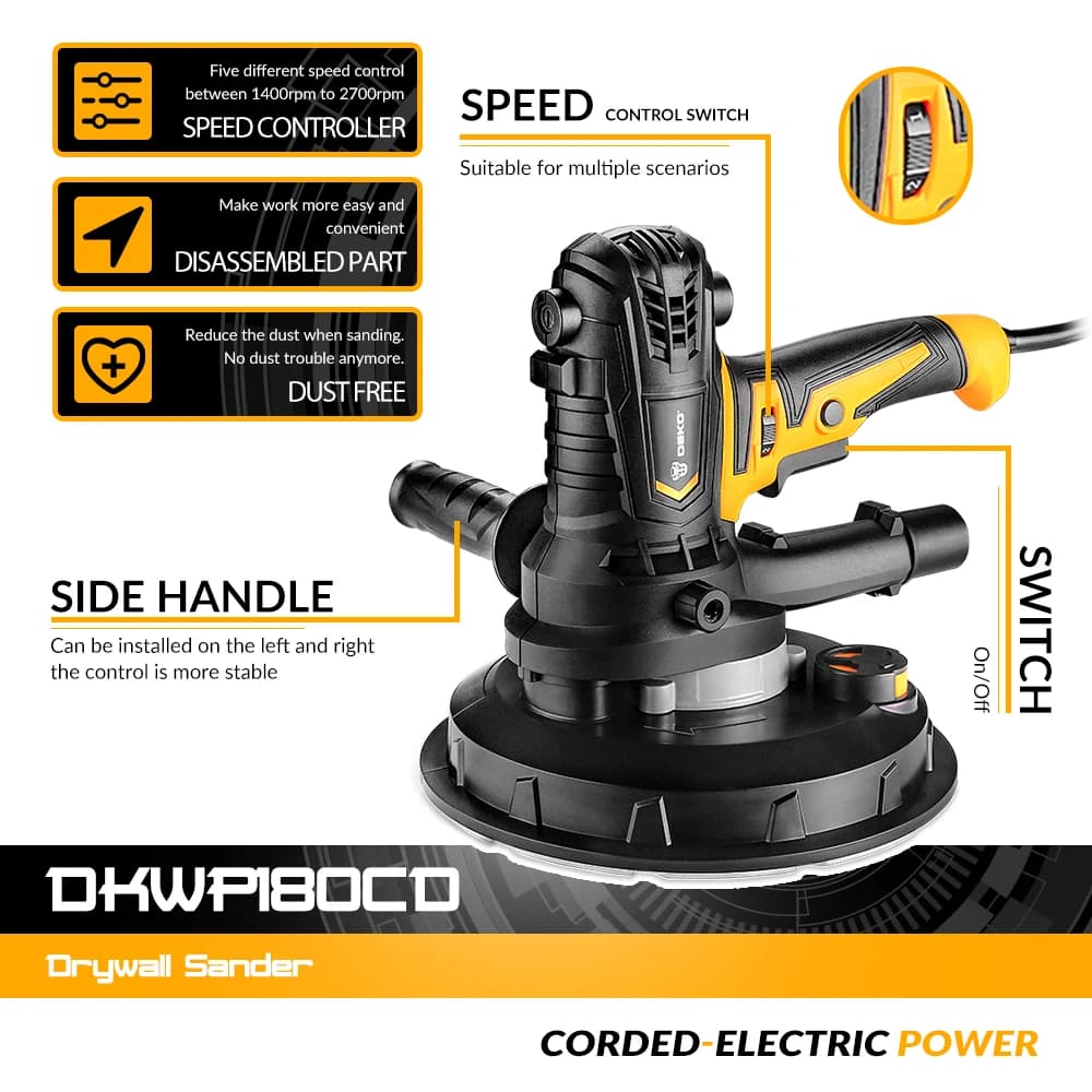 900W Portable Drywall Sander | Grinding & Polishing Machine | Compact Professional Tool - Thumbnail 2