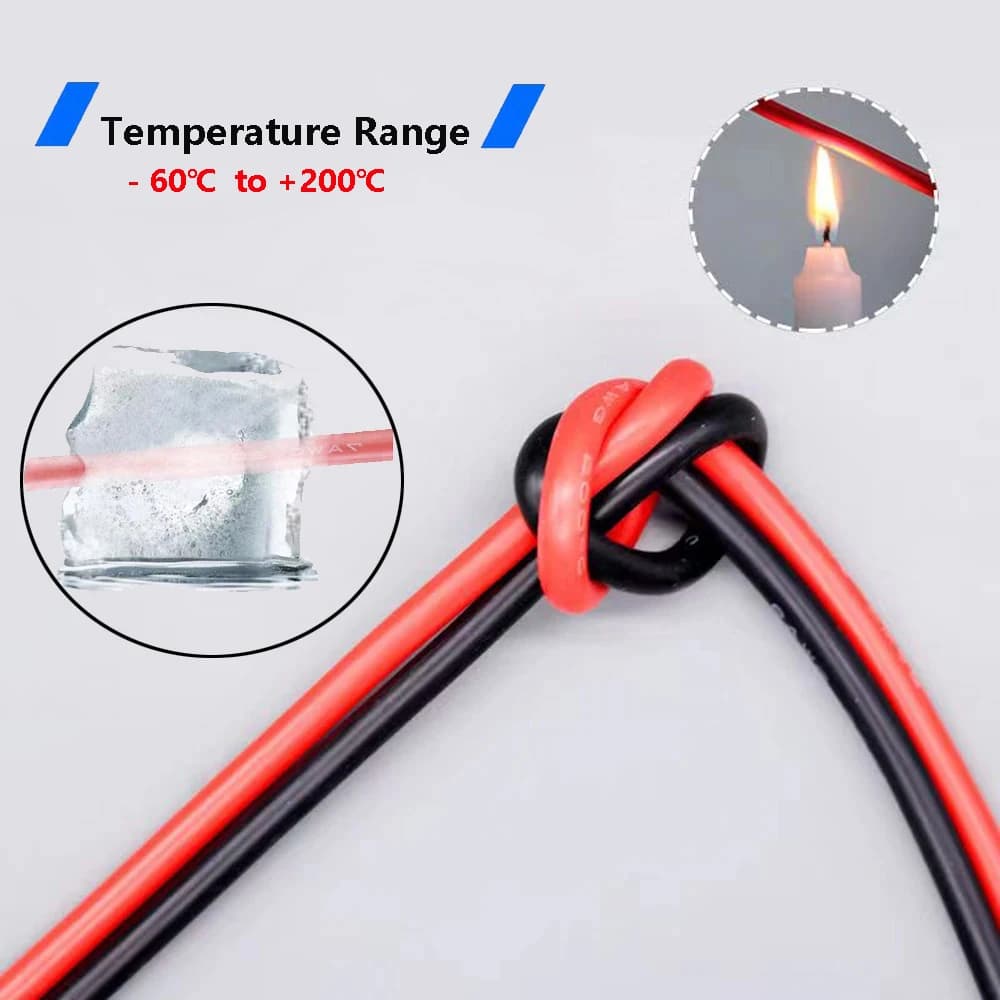 High-Temperature Silicone Wire | 2-Pin Black/Red Cable | 28-8 AWG Flexible Copper Core - Thumbnail 5