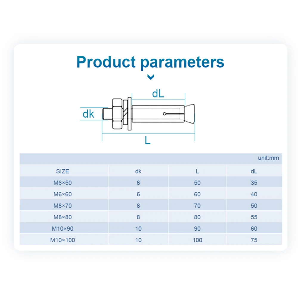 Concrete Expansion Bolts | External Hex M6-M16 | 304 Stainless Steel Sleeve Anchors - Thumbnail 4
