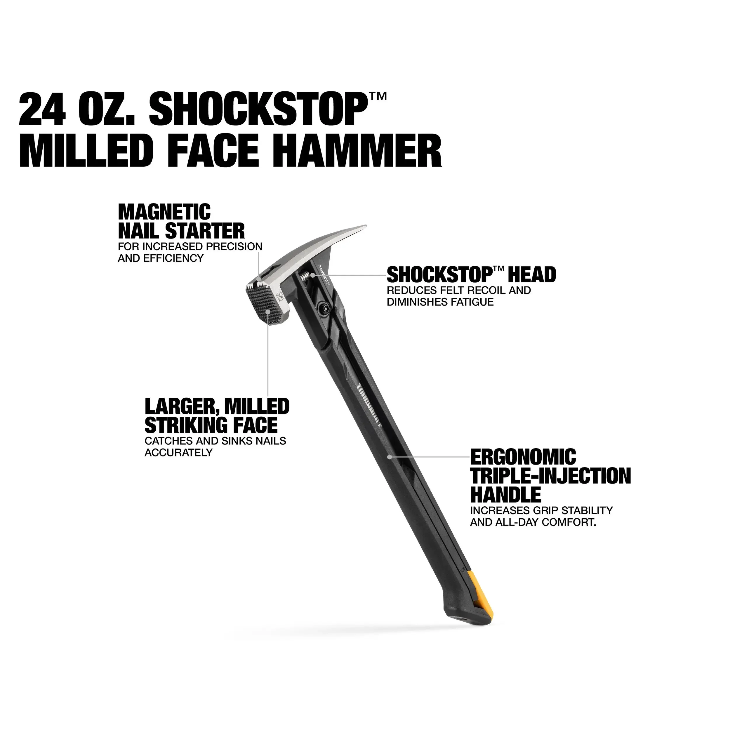 ShockStop Rip Hammer | 20-24 OZ Milled Face | Steel Framing & Hand Tools - Thumbnail 4
