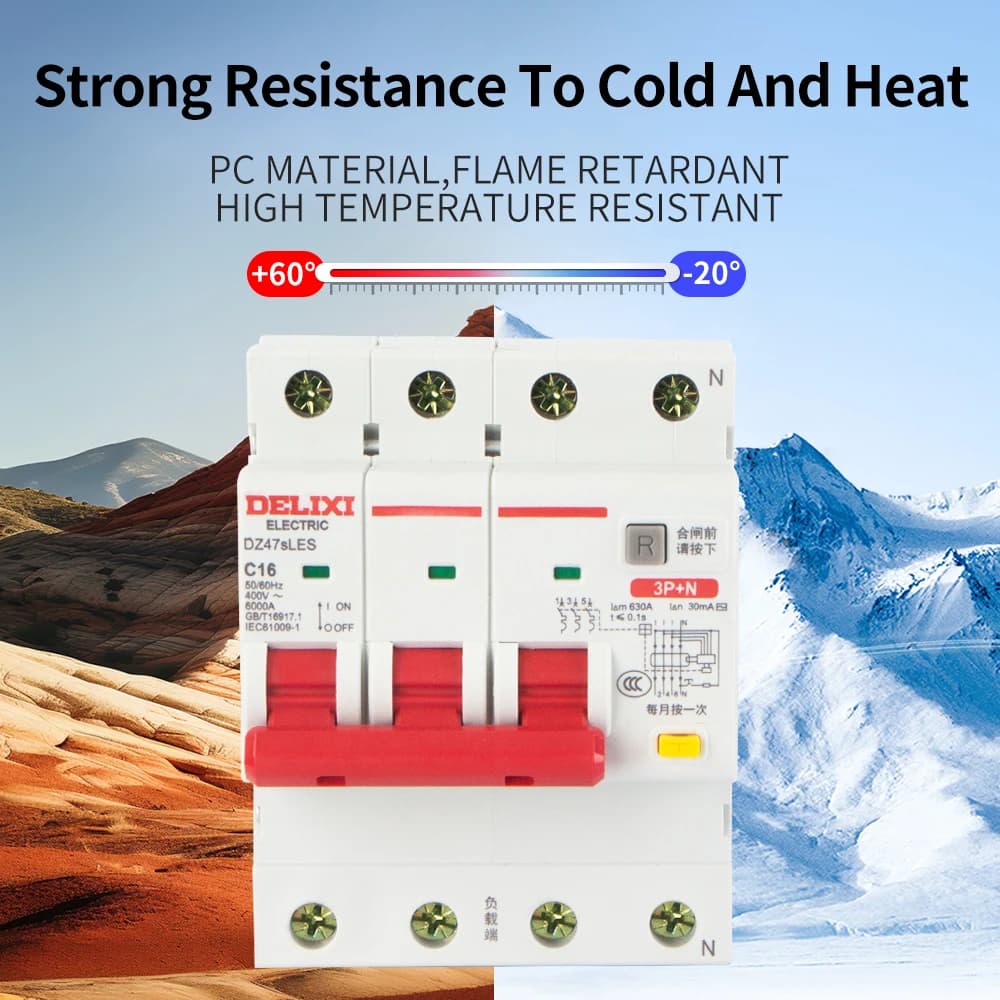 DELIXI Mini Circuit Breaker MCB 1P 2P 3P 4P DZ47 10-63A AC 230V 400V Over Short Current Leakage Protection Din Rail Mounting - Thumbnail 2