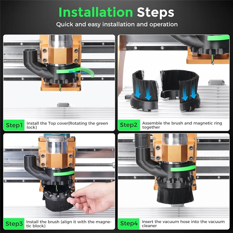 CNC Dust Shoe | 65mm & 69mm Fits | Dual-Brush Design for Superior Chip Collection - Thumbnail 5