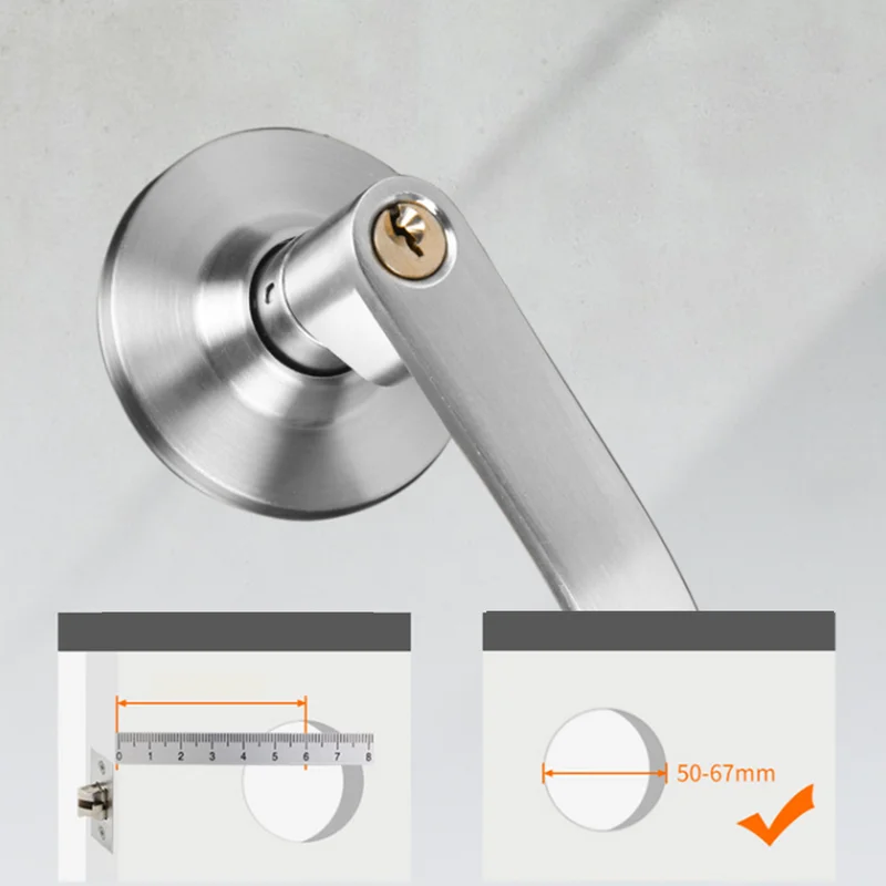 Three Bar Door Handle Lock Set | Silent Ball Lock with 3 Keys | For Bedroom & Interior Doors - Thumbnail 5