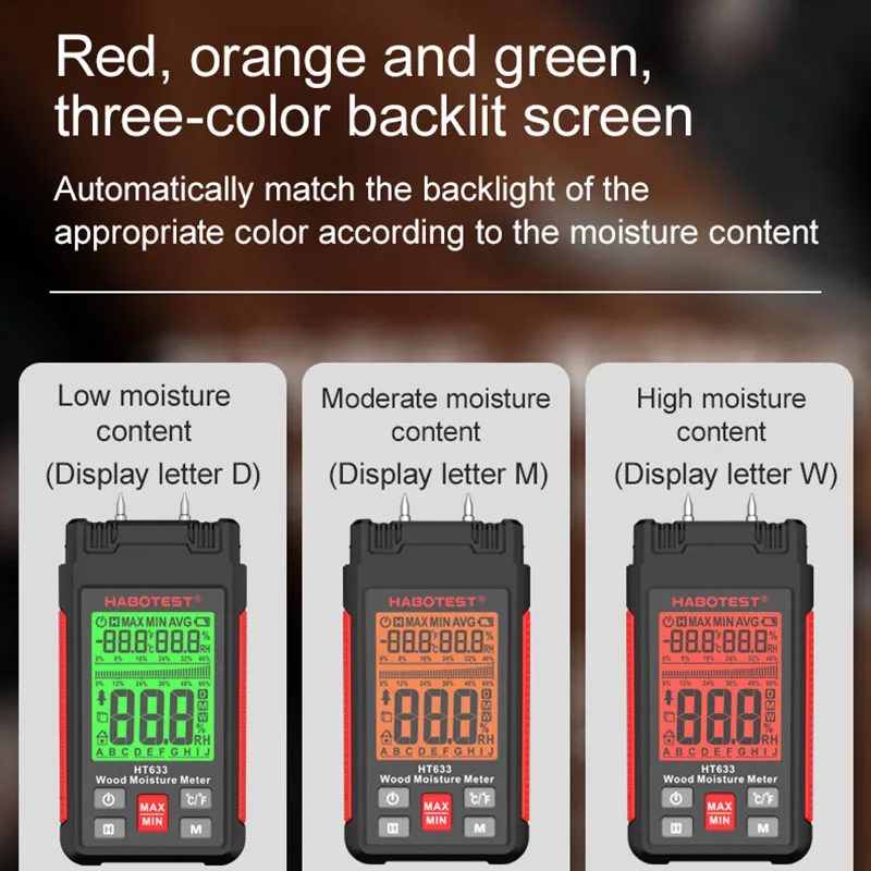 High-Precision Moisture Meter with LCD Backlight for Wood, Timber & Cement - Thumbnail 4