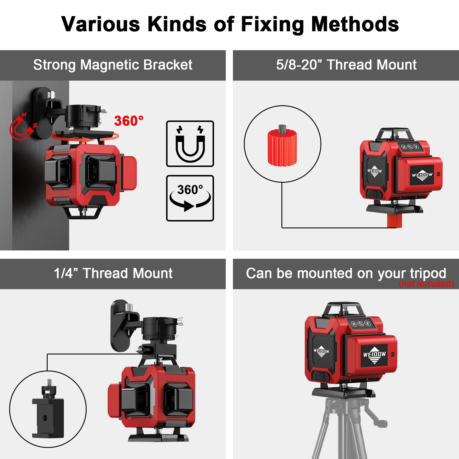 4D Laser Level | 16 Line Green Beam | 360° Self-Leveling with Tripod - Thumbnail 2
