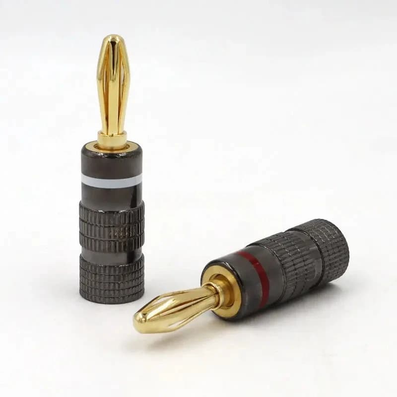 Gold-Plated Banana Plugs for Speakers | 4mm Audio Connectors | 2-50 Pack - Thumbnail 4