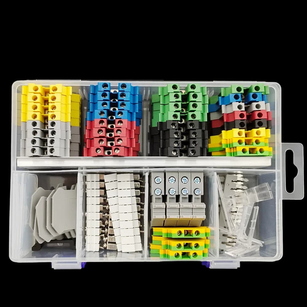 UK2.5B DIN Rail Terminal Blocks Jumpers End Covers Fixed Bridge Marker Strip Aluminum Rail Assembly 2.5mm² Cable Connector Kit - Thumbnail 4