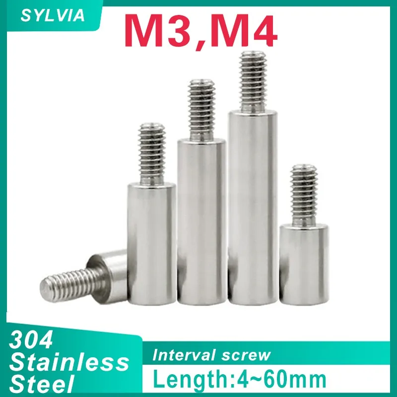 M4 Hex Standoffs | 304 Stainless Steel Male-Female Spacers | 5pcs/lot +6mm Thread - Thumbnail 2