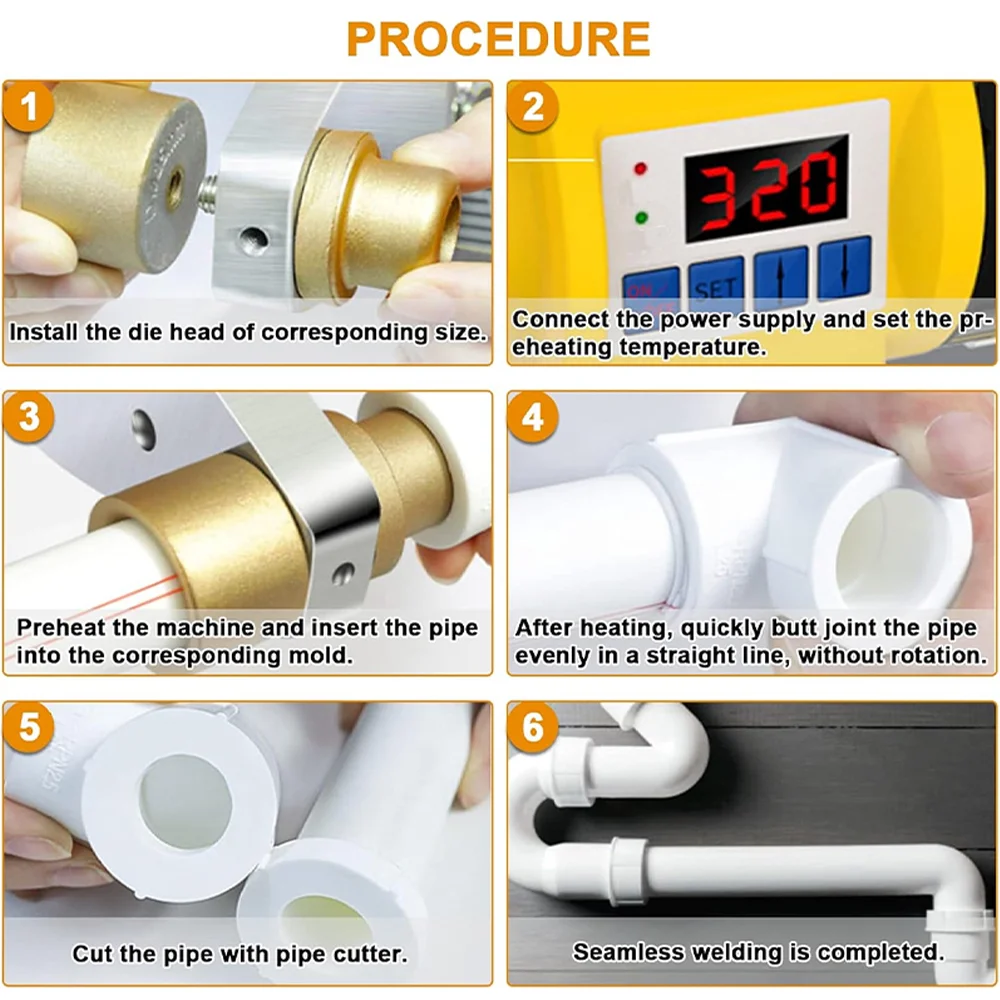 Plastic Pipe Welder | 800W-1000W 220V | PPR, PE, PP Fusion Tool for Home Plumbing - Thumbnail 6