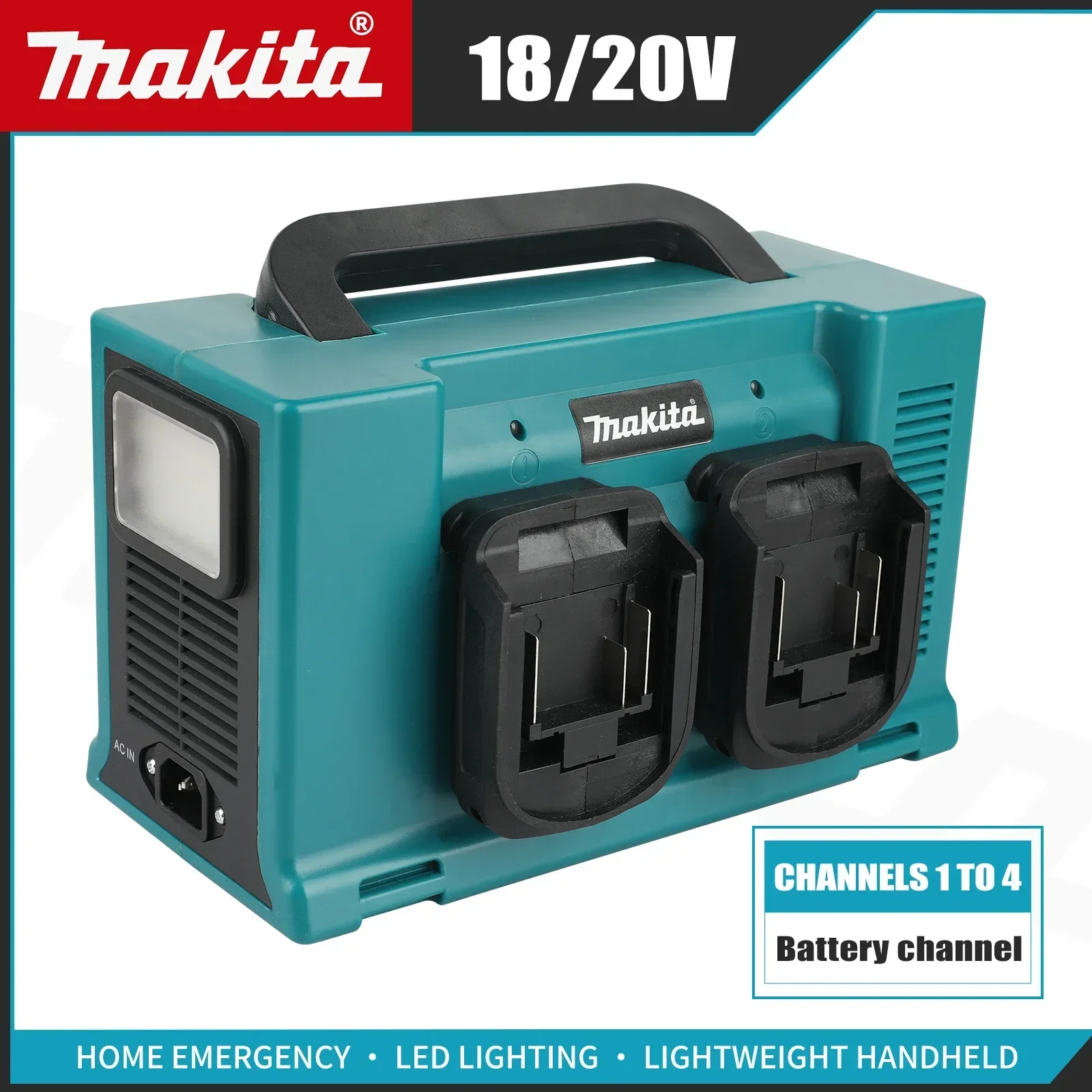 Makita 18V/20V Portable Power Station | Dual-Battery Backup | AC/DC/USB Outputs for Home & Emergency Power - Thumbnail 2