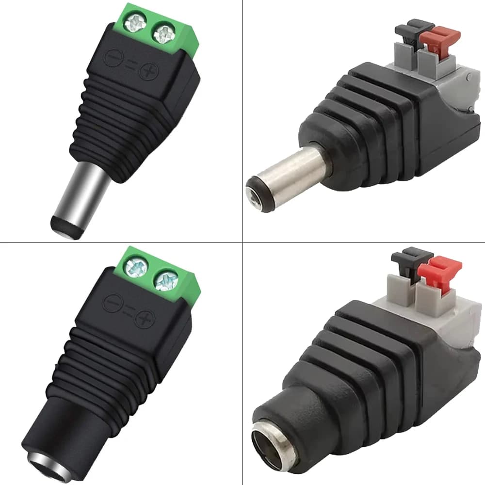 12V DC Power Connector Kit | 2.1x5.5mm Barrel Plug & Jack Set for CCTV & LED Strips - Thumbnail 2