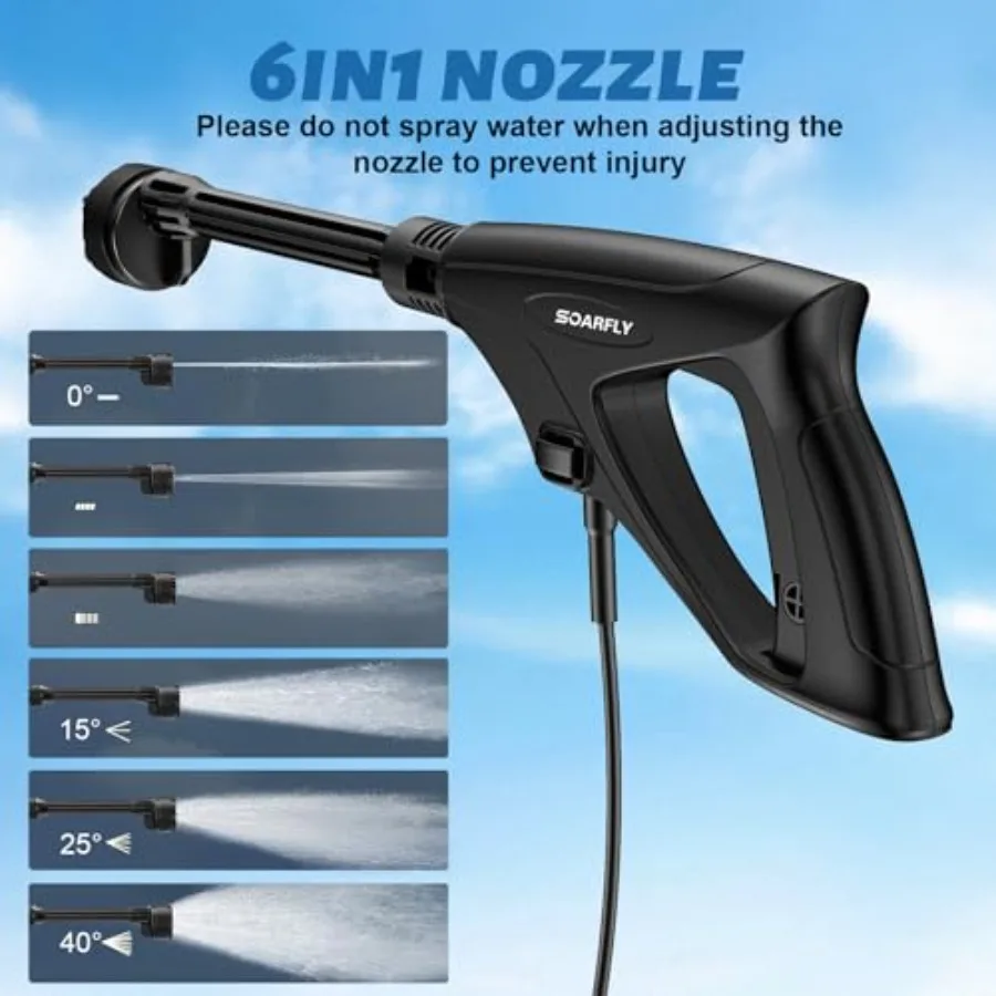 Portable Pressure Washer | 3.4 Gallon Tank & 6-in-1 Nozzle | Home & Car Cleaning - Thumbnail 4