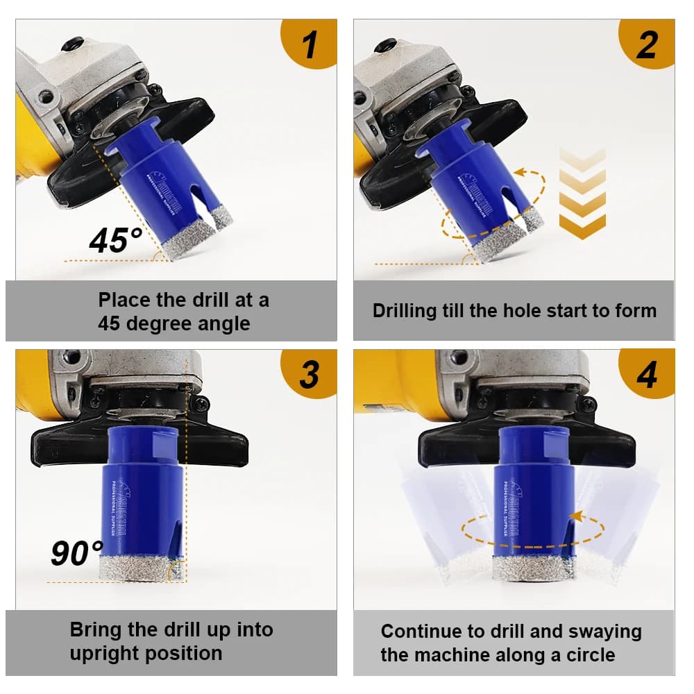 Diamond Hole Saw Kit | 20-110mm Core Drill Bits for Porcelain, Granite & Quartz | M14 Thread - Thumbnail 6
