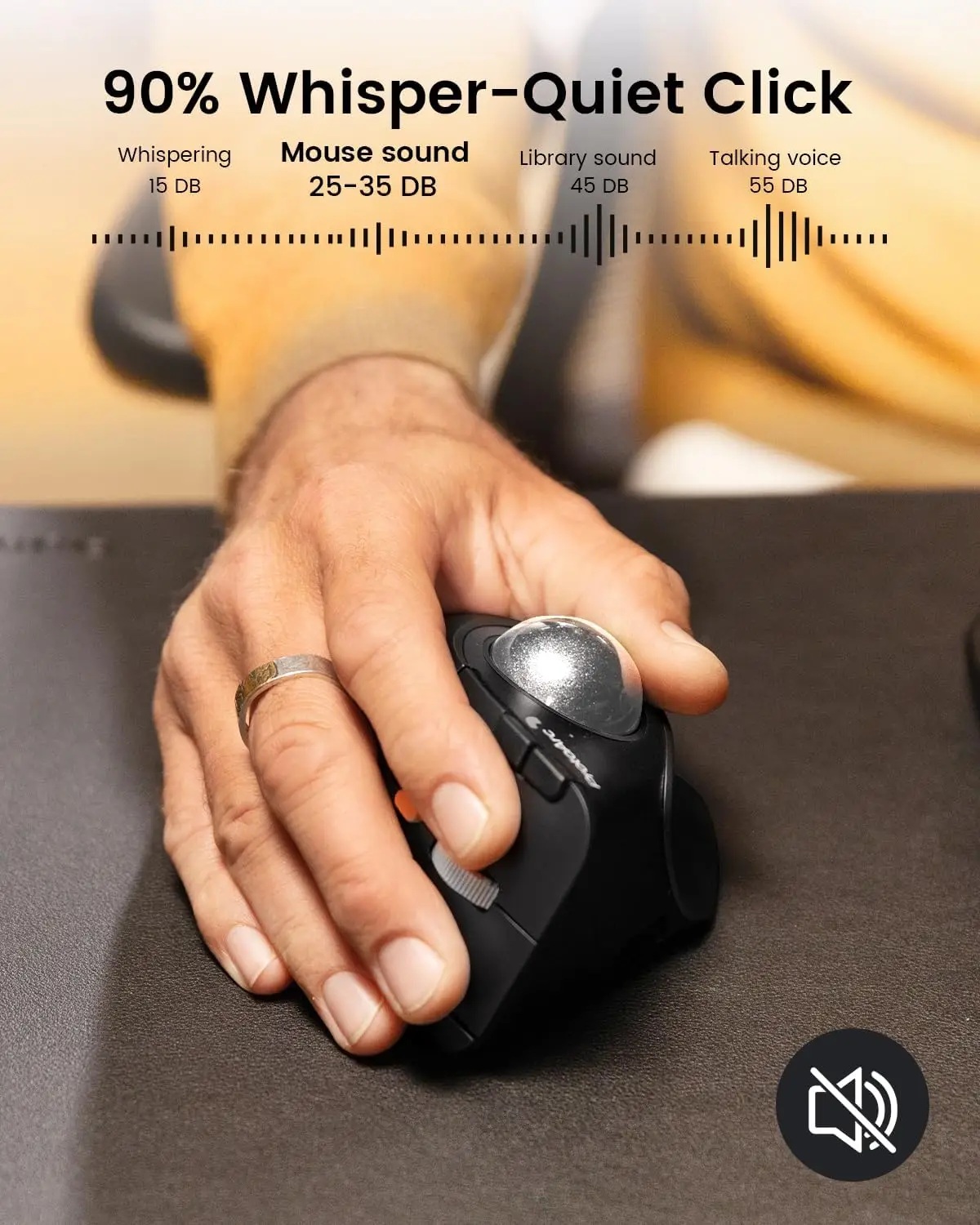 ProtoArc Vertical Wireless Trackball Mouse, EM05 NL Bluetooth Ergonomic Rollerball Mouse Rechargeable Computer Laptop Thumb Mice - Thumbnail 7