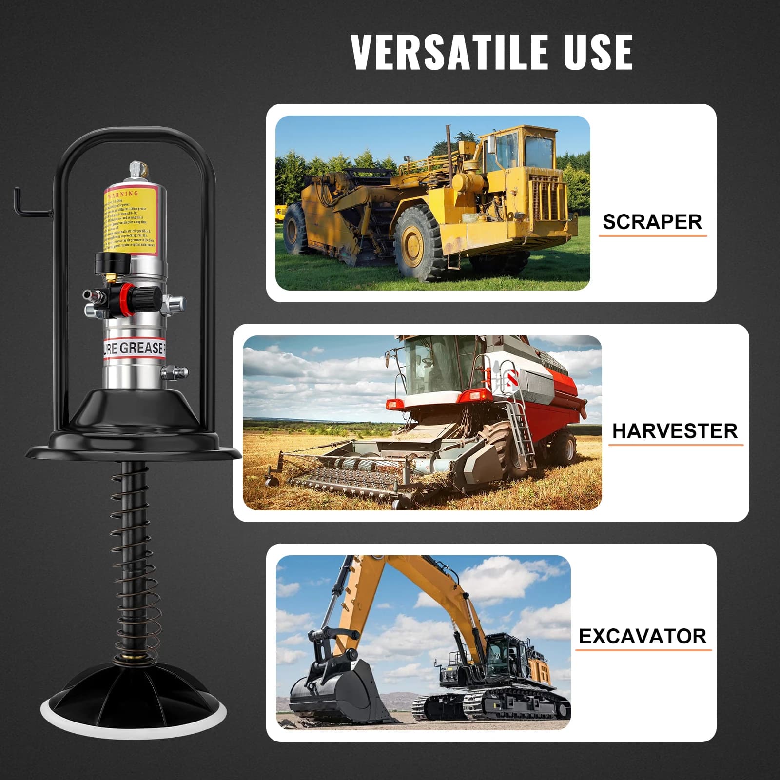 Air-Powered Grease Gun | 50:1 Pressure Ratio | 13ft High-Pressure Hose | 360° Swivel Head for Automotive & Industrial Use - Thumbnail 5