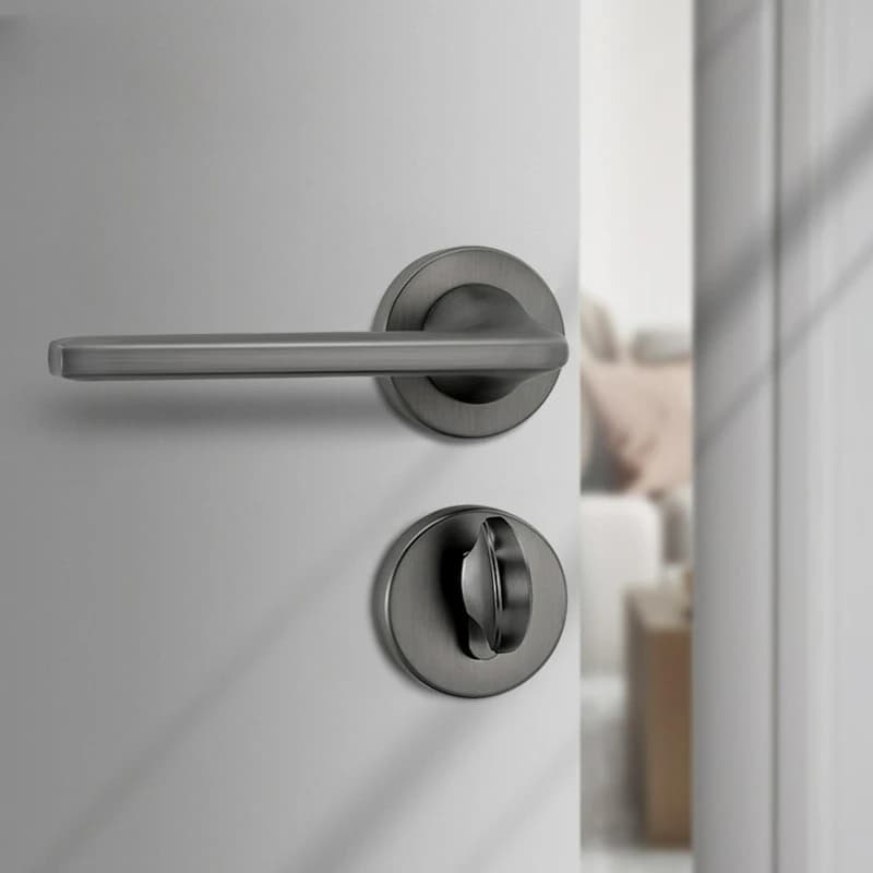 Bedroom Door Lock | Minimalist Gray Split-Type | Silent Bathroom & Indoor Room Handle - Thumbnail 3