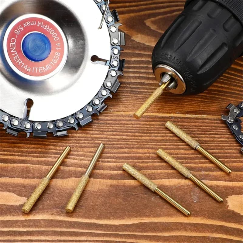 Chainsaw Sharpener Kit | Diamond-Coated Burr Set | 4.0-5.5mm Grinding Heads for Precision Sharpening - Thumbnail 4