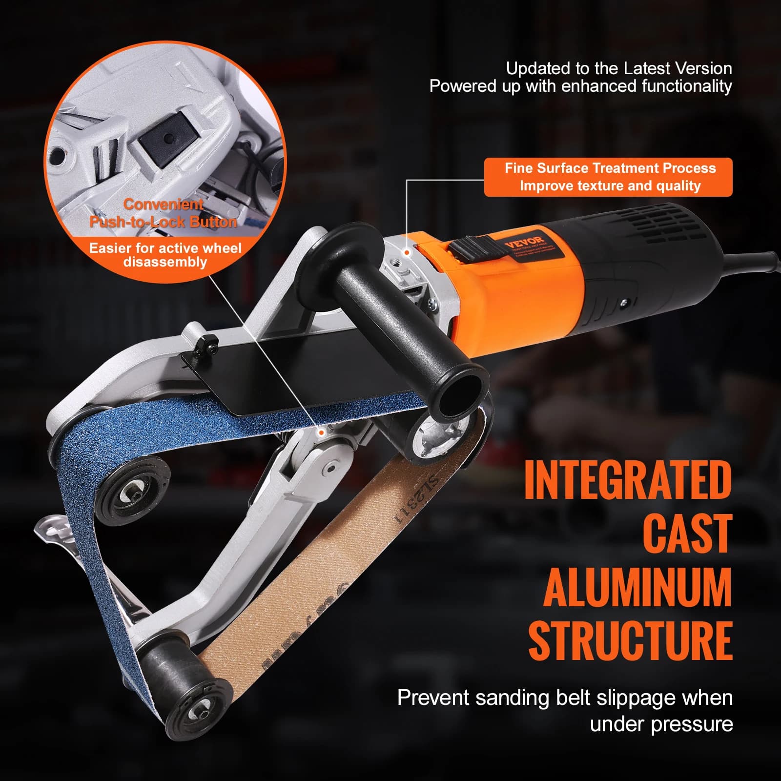 Tube Polisher Sander | 1000W Belt Sanding Machine 100-3200RPM | Rust Removal & Burnishing - Thumbnail 3