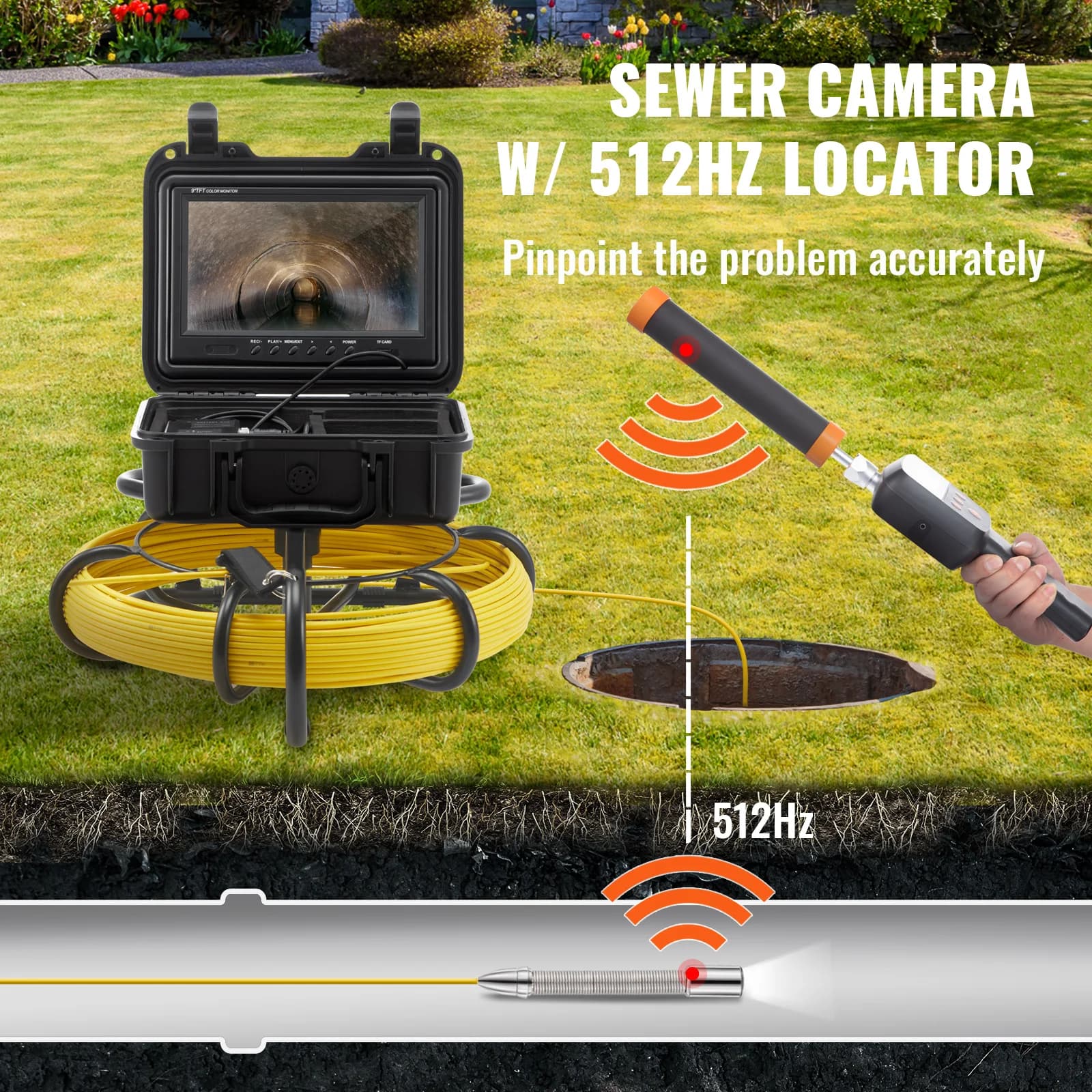 Sewer Camera System | 512Hz Sonde Locator | 9" Pipeline Inspection Camera - Thumbnail 5