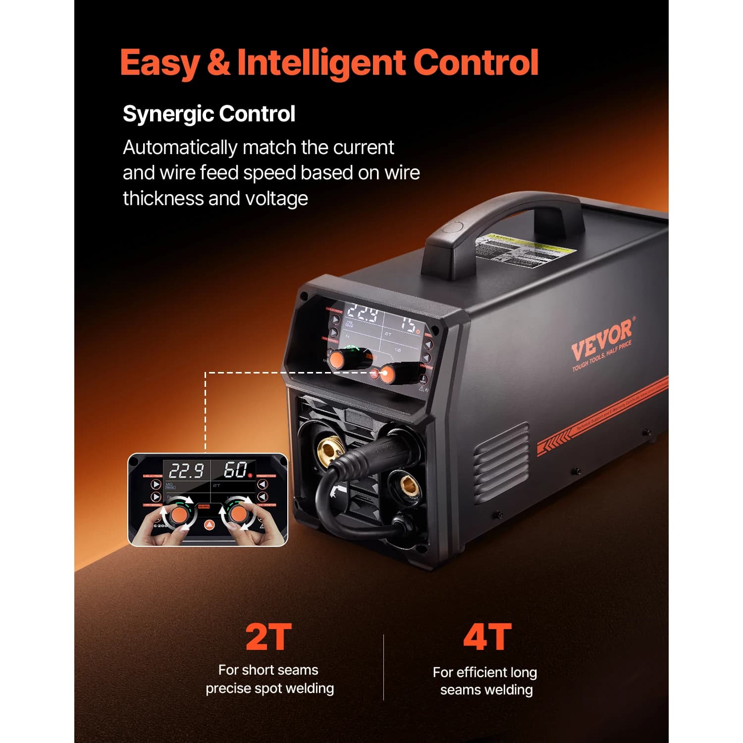 200A Multi-Process Welder | MIG, TIG, Stick & Flux Core | LCD Digital Control - Thumbnail 4