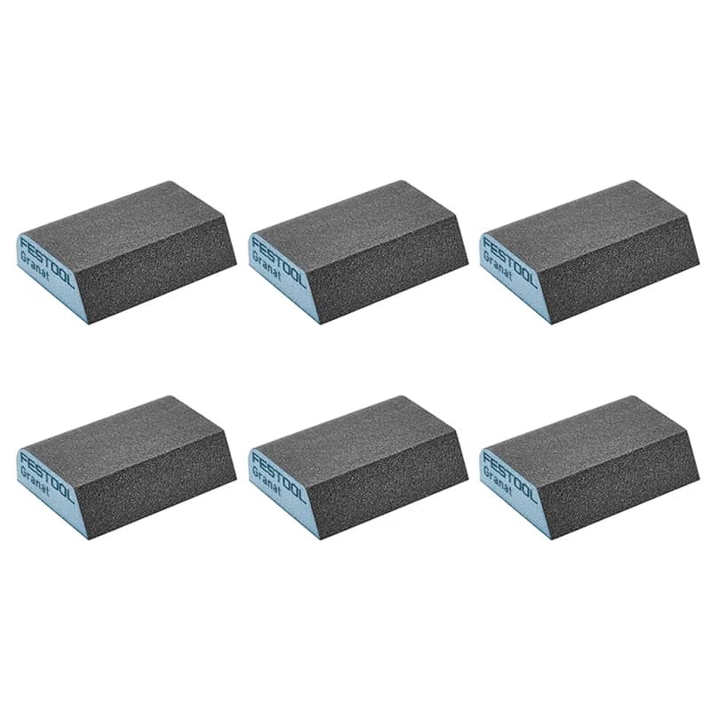 Sanding Block Set | 6-Piece 120 Grit Granat Abrasive | 69x98x26mm High Quality Sponge - Thumbnail 3