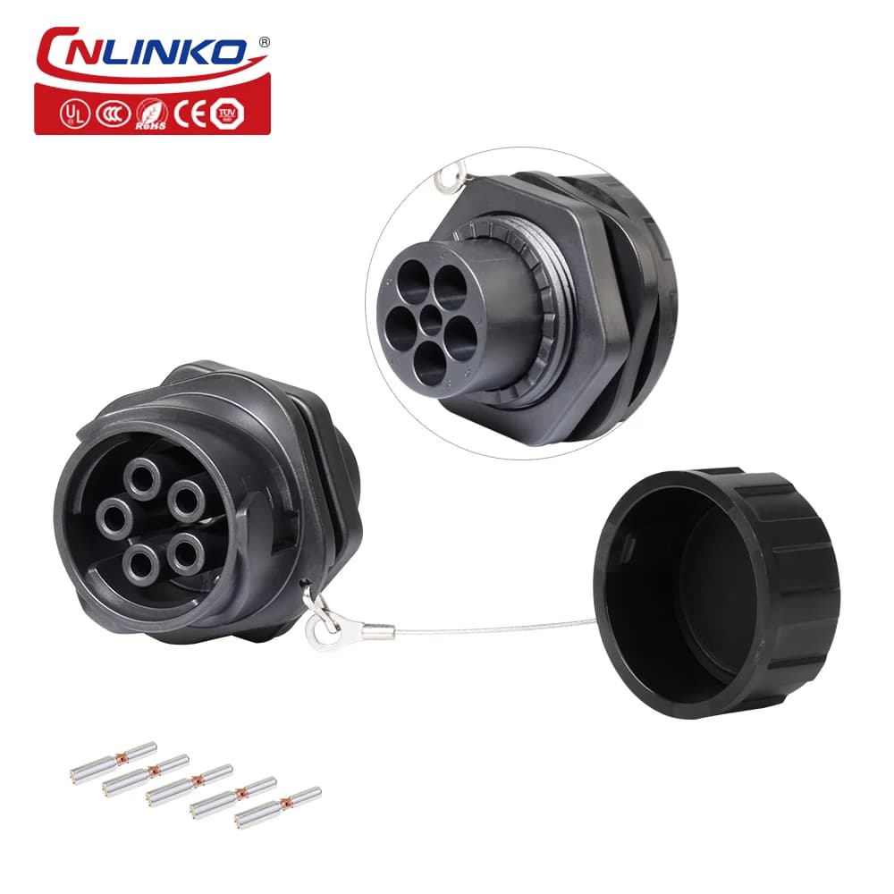 Series IP68 Waterproof Power Connector | 35A/50A High-Current | 2/3/5 Pin Quick-Lock Plug & Socket - Thumbnail 4