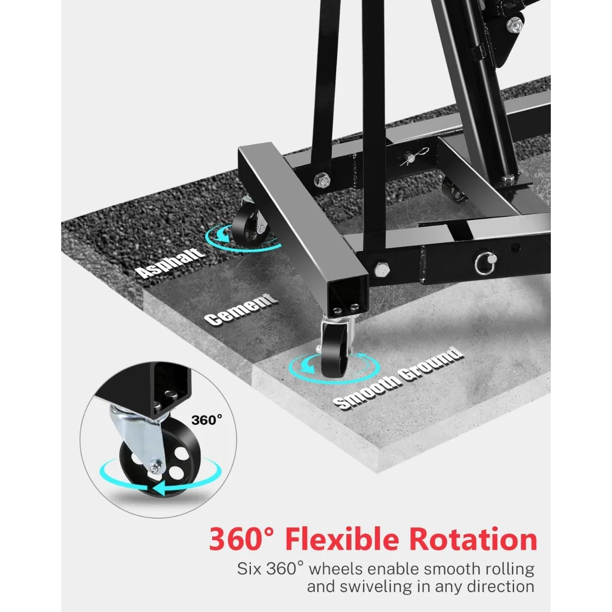 2-Ton Folding Shop Crane | Portable Hydraulic Engine Hoist | Lever-Operated Lift - Thumbnail 5