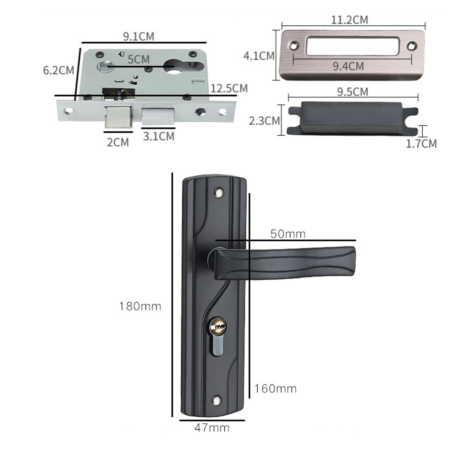 Door Handle Lock Set | Smooth Rotation | Manganese Steel Thickened Handle for Bedroom & Bathroom - Thumbnail 4